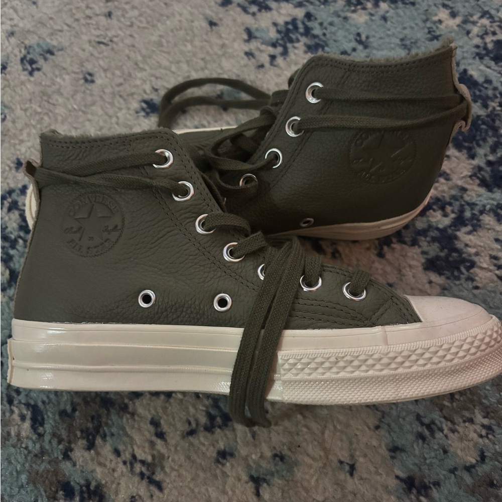 leather insulated high top converse